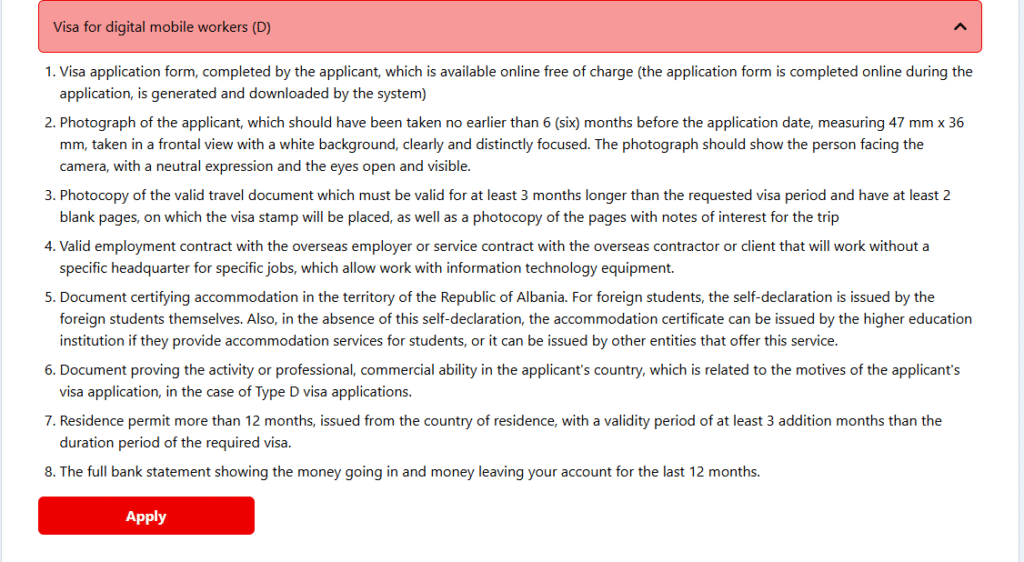 albania's digital mobile worker visa