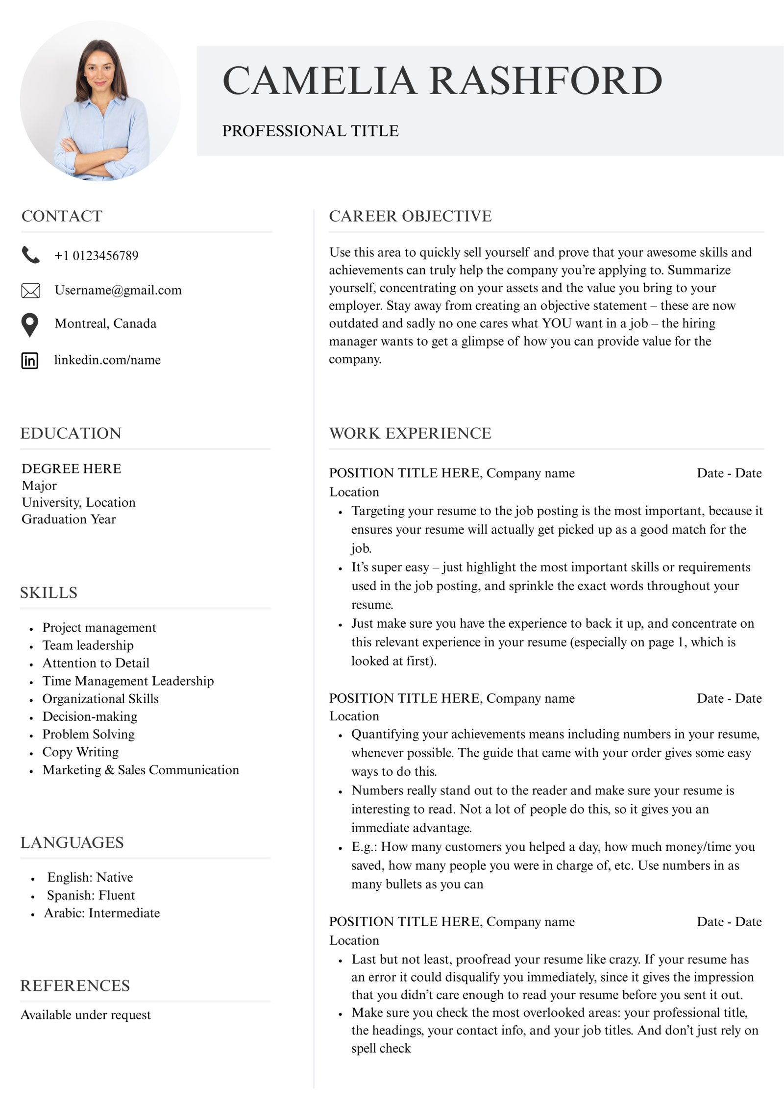 Modern CV with photo