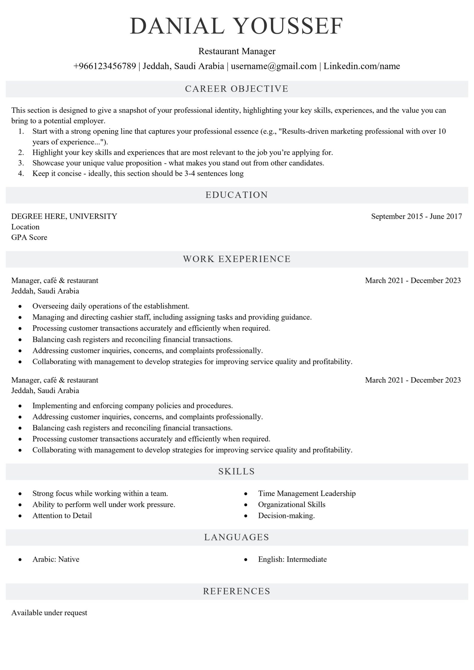 Modern ATS CV Template