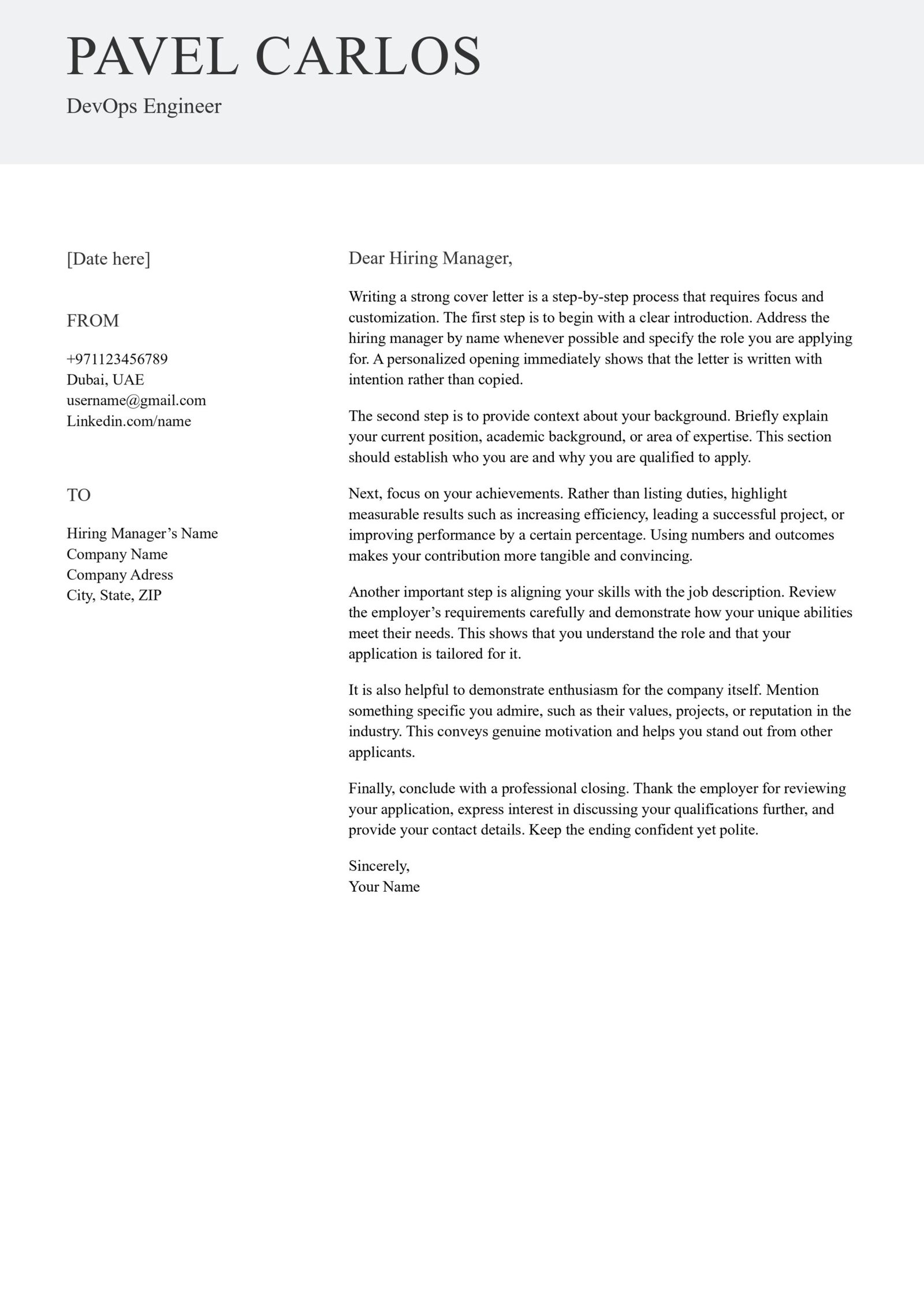 Cover Letter Template