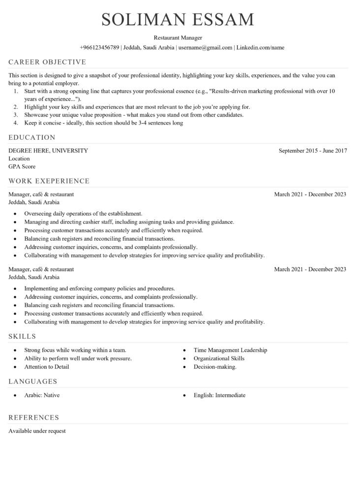 ATS CV Template